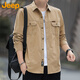 吉普（JEEP）襯衫男春秋季工裝外套男士長袖襯衣寬松休閑衣服男裝 卡其 XL