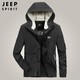 JEEP SPIRIT吉普夾克男外套男士冬季工裝新款加厚加絨外衣純色休休閑連帽百搭 YSF0160黑色（款） 常規(guī) XL （155斤-175斤）