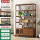藤印象新中式博古架茶葉架茶室置物架多寶閣楠竹古董擺件架中式酒柜隔斷 六層100長(cháng)【雙門(mén)雙抽款】