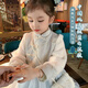 九能女童漢服的2025女孩拜年服中國風(fēng)唐裝改良秋冬裝明制小公主女寶寶 淡藍色-送暖手寶 130cm 適合110-120cm