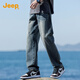 吉普（JEEP）高端男士牛仔褲男2025秋季新款寬松闊腿褲潮牌休閑直筒長褲子男褲