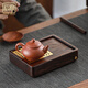 神雕（SHEN DIAO）花梨木干泡盤家用實(shí)木小號(hào)迷你儲(chǔ)水式茶臺(tái)簡(jiǎn)約中式方壺承 黑檀木有孔壺承(19.5cm*14.5cm)