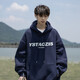 佘曼萊 重磅衛(wèi)衣男2022秋冬款男裝美式印花學(xué)生港風(fēng)雙層新款連帽寬松上衣服外套中山衛(wèi)衣工廠 藏青色 XL