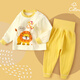 瑜尚臻品 嬰幼兒秋衣秋褲套裝寶寶護(hù)肚高腰秋款兩件套新生兒保暖內(nèi)衣睡衣 黃色獅子【高腰套裝】90CM 建議15℃-25℃
