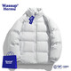 WASSUP HERMU官方潮牌棉服男女秋冬季純色簡(jiǎn)約棉衣大碼立領(lǐng)棉襖子加絨加厚外套 白色 XL（推薦120-150斤）