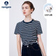 納維凱爾意大利小帆船女休閑圓領(lǐng)短T全棉條紋短袖T恤2325504503 藍/白 S 