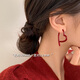 YIZUN. CHOMEL999足銀紅色愛(ài)心耳環(huán)女2025本命年耳釘新年過(guò)年耳飾禮物送老婆 999銀針交叉愛(ài)心耳環(huán)