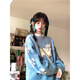 S·J·V·K軟糯藍色圓領蝴蝶結小羊針織衫女上衣寬松冬季高級感慵懶風毛衣潮 藍色 M