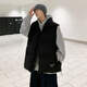 出闊棉馬甲男冬季日系潮流寬松休閑立領(lǐng)加厚保暖無(wú)袖棉服背心外套外穿 黑色 XL (175) （建議131斤-145斤）