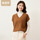 恒源祥【100%羊毛】背心女秋冬新款V領(lǐng)無(wú)袖時(shí)尚復古絞花毛衣針織衫 蒂黃駝 常規 1 M /165/88A
