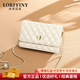 LORFFINY輕奢品牌包包女包新款女士斜挎包真皮時(shí)尚百搭小香風(fēng)鏈條單肩包女 米白色