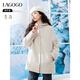LAGOGO羽絨馬甲兩件套女拉谷谷2024冬季新款羊毛雙面呢子大衣外套 米色(T2) S