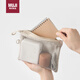 無印良品（MUJI）再生聚酯纖維 雙拉鏈包 收納袋  米色M 