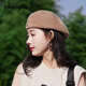 Fangchi帽子女針織貝雷帽女夏季復古反戴前進(jìn)帽透氣旅游畫(huà)家帽子潮 駝色 均碼