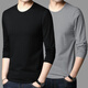 SexeMara【兩件裝】春秋季薄款長(cháng)袖男士打底衫外穿秋衣上衣體桖圓領(lǐng)潮長(cháng)袖t恤男 圓領(lǐng)黑+淺灰【長(cháng)袖】【兩件】 2XL 【125-145斤】
