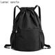 步雨束口袋雙肩包男女輕便抽繩背包簡(jiǎn)易旅行大容量健身運動(dòng)籃球包 黑色大號(可裝籃球)
