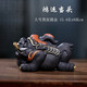 美典（Meediea）宜興紫砂三足金蟾蜍精品茶寵擺件描金鴻運當頭手工茶盤擺件辦公室 描金黑泥