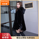 DONGTIANJIA品牌皮草進(jìn)口貂皮大衣女整貂中長(cháng)款連帶帽水貂裘皮外套12浪裙擺款 黑色 L 100-120斤
