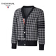 THOM BNAIL TB男裝四條紋開(kāi)衫男2022新款格子針織毛衣湯姆潮牌情侶裝男女春秋季外套 深藍色 2碼/L