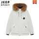 JEEP SPIRIT2024冬季新款大毛領羽絨服男女情侶款防水防風加厚工裝外套 白色 M 170/92A (100-125斤)