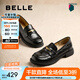 百麗（Belle）海鷗米色樂(lè)福鞋女皺皮商場(chǎng)同款通勤百搭鞋D7D1DAA5預(yù)售 黑色 38 (240mm)