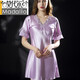 莫代爾新款睡衣女士夏睡裙短袖冰絲連衣裙性感蕾絲薄款家居服大碼睡衣女 306款丁香紫冰絲 XL 碼 推薦120~140斤