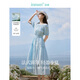 茵曼（INMAN）亞麻提花連衣裙2025夏季女裝新品休閑松緊收腰氣質(zhì)高級(jí)感長(zhǎng)裙子 淺藍(lán)色 S