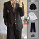 凱美涵黑色西服外套男春秋季寬松正裝西裝西褲子dk日系制服套裝成人禮服 學(xué)院風(fēng)套裝西服+襯衫+西褲+領(lǐng)帶 XL 【配高端學(xué)院徽章】