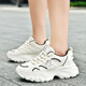 拓步森M1687老爹鞋磁療振動(dòng)按摩鞋厚底增高運動(dòng)鞋女學(xué)生韓版休閑跑步鞋 白巧克力 38 拍大一碼