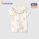 顆粒熊（KELIXIONG）嬰兒衣服夏季薄款純棉無(wú)骨短袖連體衣女寶寶哈衣新生兒衣服A類 白色(5A面料) 80cm