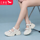 紅蜻蜓涼鞋女厚底增高瑪麗珍鞋洞洞鞋包頭鏤空老爹鞋女WXK241772白色35