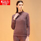 紅豆保暖內衣中高領(lǐng)加厚加絨男士女士中老年秋衣秋褲冬季打底秋上新 女款復古紅 175/100(XL)
