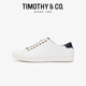 迪邁奇（TIMOTHY&CO.）男士休閑小白鞋百搭輕便頭層牛皮板鞋薄款低幫運動系帶TMG91037 白色 42