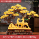 MOREISAN發(fā)財樹擺件中式輕奢創(chuàng)意對鹿黃水晶家居客廳玄關(guān)辦公室裝飾品 加大號沙金路路發(fā)財黃水晶迎客松