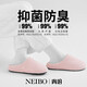 內(nèi)泊（NEIBO）乳膠棉拖鞋男冬季天大碼女士室內(nèi)家居鞋防滑防臭橡膠軟底羊毛粉38