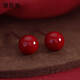 璞斯林 S999純銀朱砂耳釘2024新款潮女養耳洞睡覺(jué)免摘耳骨釘耳復古飾品 8mm朱砂珠【白金色】