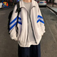 肆緘拼色立領(lǐng)外套男潮牌ins秋季韓版寬松休閑棒球服夾克情侶學(xué)生外套 【高質(zhì)量升級版】D30白色 XL