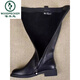 啄木鳥(niǎo)全牛皮長(cháng)筒靴女新款女士皮靴時(shí)尚百搭及膝靴顯瘦高腰騎士靴子單靴 黑色【加絨】 37