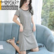 莫代爾短袖露背性感蕾絲睡裙夏季薄款網(wǎng)紅睡衣秋冬舒適休閑家居服連衣裙 花灰色 M 80-110斤