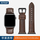 istrap適用蘋(píng)果手表表帶apple watch腕帶男士真皮瘋馬牛皮S11/10/9/8/7/6/SE新款iWatch ultra3/2手表帶 巧克力【黑色配件 44/45/46MM表盤(pán)【適用Wat