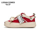 LOGAN COWES開(kāi)口笑帆布鞋 2024夏季新款乞丐鞋潮鞋厚底增高笑臉?lè )夹?GCS-02 紅色 38