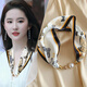 吻過絲巾女2024新款磁吸扣春夏季護頸珍珠小項鏈圍脖搭配襯衫領(lǐng)巾配飾 珍珠銀扣-蝶悅紋禮-禮盒裝 56*12CM