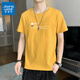 真維斯（Jeanswest）t恤男短袖純棉寬松夏季新款圓領(lǐng)韓版潮流男士上衣打底衫 1064黃色 XL