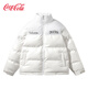 可口可樂(lè )（Coca-Cola） 棉衣男款PU皮拼接立領(lǐng)加厚棉襖外套冬季棉服潮流男裝 白色 M