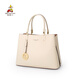 稻草人女包牛皮手提包大包新款百搭時(shí)尚單肩斜挎包高級感殺手通勤媽媽包 米白色