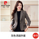 皮爾卡丹（pierre cardin）灰色毛呢西裝外套女2024秋冬新款韓版氣質(zhì)小個(gè)子修身羊毛西服上衣 灰色西裝 L