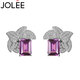 JOLEE耳釘S925銀天然紫水晶時(shí)尚簡(jiǎn)約首飾品彩寶耳飾送女生禮物一物一證