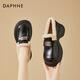 DAPHNE達芙妮樂(lè )福鞋女新款女鞋秋冬冬季厚底英倫風(fēng)加絨保暖棉鞋冬款小皮鞋 黑色加絨 跟高5.5cm 38 (240mm) 標準碼