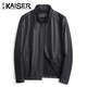 凱撒（KAISER）進(jìn)口頭層小牛皮男士皮衣真皮皮衣春秋新品短款立領(lǐng)皮夾克外套 黑色 2XL