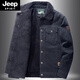 JEEP SPIRIT戰地棉襖棉服男冬季加絨加厚短款羊羔絨外套大碼寬松中年工裝棉衣 黑藍 L 110-125斤